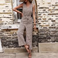 Polyester Long Jumpsuit slimming printed leopard PC