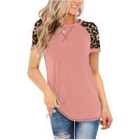 Cotton Women Short Sleeve T-Shirts & loose printed leopard PC