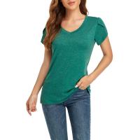 Polyester Vrouwen korte mouw T-shirts Lappendeken Solide meer kleuren naar keuze stuk