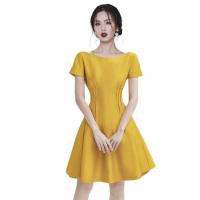 Polyester Soft & Slim One-piece Dress slimming & breathable Solid yellow PC