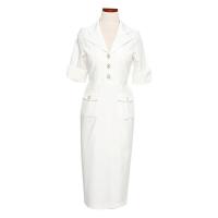 Polyester Einteiliges Kleid, Solide, Weiß,  Stück