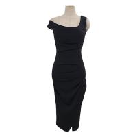 Gauze Slim One-piece Dress & breathable & skinny style stretchable Solid black PC