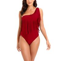 Polyester Tassels One-piece Swimsuit Solid PC