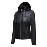 PU Leather Motorcycle Jackets slimming patchwork Solid PC