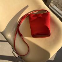 PU Leather Bucket Bag Crossbody Bag soft surface red PC