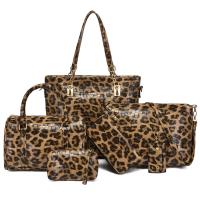 PU Leather Bag Suit large capacity & hardwearing & six piece & waterproof Polyester leopard Set