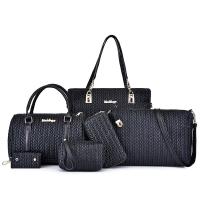 PU Leather Bag Suit large capacity & hardwearing & six piece Polyester geometric Set