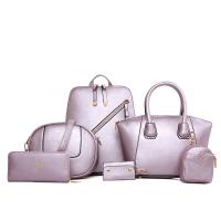 PU Leather Bag Suit large capacity & hardwearing & six piece Polyester Solid Set