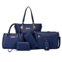 PU Leather Bag Suit large capacity & hardwearing & six piece Polyester Lichee Grain Set