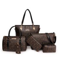 PU Leather Bag Suit large capacity & hardwearing & six piece Polyester letter Set