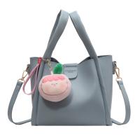 PU Leather Easy Matching & Bucket Bag Handbag with fur ball Solid PC