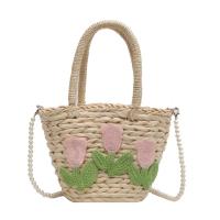 Straw Easy Matching Woven Tote attached with hanging strap floral PC