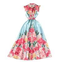 Gemischter Stoff Einteiliges Kleid, Gedruckt, Floral, mehr Farben zur Auswahl,  Stück
