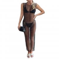 Polyester One-piece Dress see through look & slimming iron-on Solid PC
