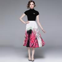 Gauze Soft One-piece Dress & two piece printed tree pattern red Set