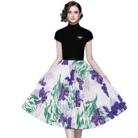 Gauze Soft One-piece Dress & two piece printed floral black Set