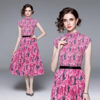 Gauze Soft One-piece Dress & two piece printed floral pink Set