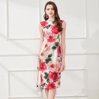Polyester Waist-controlled & Soft & Slim One-piece Dress slimming printed Solid PC