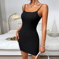 Polyester Sexy Package Robes hip Solide Noir pièce