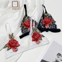 Acrylic & Spandex Push-up Bra see through look & embroidered floral PC