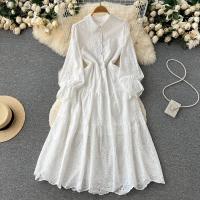Polyester Waist-controlled One-piece Dress slimming & hollow Solid PC