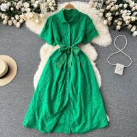 Polyester Shirt Dress slimming & hollow Solid : PC
