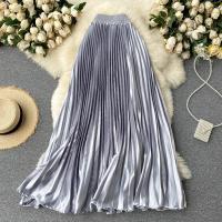 Polyester Pleated & A-line Skirt Solid : PC