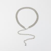 Zinc Alloy Easy Matching Waist Chain flexible length & with rhinestone Sliver Plated silver PC