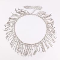 Zinc Alloy Easy Matching Waist Chain flexible length & with rhinestone Plated Sliver PC