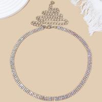 Zinc Alloy Easy Matching Waist Chain flexible length & with rhinestone Plated Sliver PC