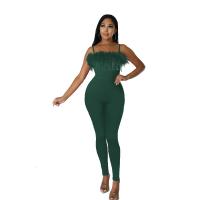 Polyester Waist-controlled Women Jumpsuit slimming & breathable Solid Set