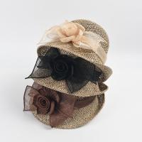 Straw Easy Matching Sun Protection Straw Hat edge curling & breathable weave bowknot pattern PC