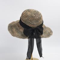 Paja Pasarela sombrero de paja, tejido, Sólido, negro,  trozo