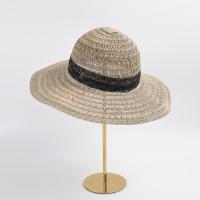Paja Pasarela sombrero de paja, tejido, Sólido, negro,  trozo