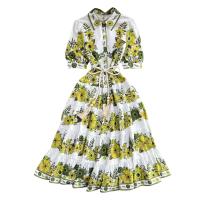 Chiffon Einteiliges Kleid, Gedruckt, Floral, Grün,  Stück