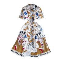 Chiffon Einteiliges Kleid, Gedruckt, Sternmuster, Weiß,  Stück