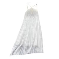 Chiffon Einteiliges Kleid, Solide, Weiß,  Stück
