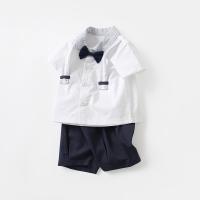 Coton Vêtements de bébé Pantalon & Retour au début Solide bleu profond Ensemble