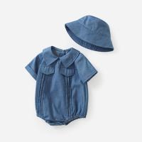 Baumwolle Baby Jumpsuit, Hat, Solide, tiefblau,  Stück