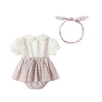 Cotton Baby Jumpsuit Hair Band printed shivering white PC