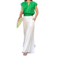 Polyester Women Casual Set & two piece white and green Set