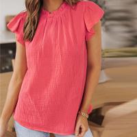 Katoen Vrouwen short sleeve blouses Lappendeken Solide meer kleuren naar keuze stuk