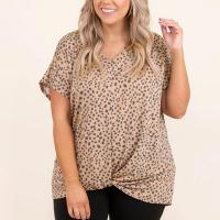 Polyester Women Short Sleeve T-Shirts & loose printed leopard PC