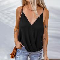 Polyester Slim Camisole patchwork Solid black PC