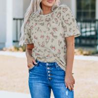 Polyester T-shirts femmes à manches courtes Imprimé Leopard pièce