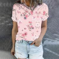 Polyester Women Short Sleeve T-Shirts slimming printed shivering PC