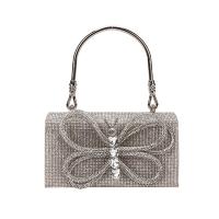 Metal & Polyester Cotton & Rhinestone Easy Matching Handbag attached with hanging strap bowknot pattern PC