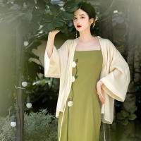 Polyester Waist-controlled & Slim & long style One-piece Dress & two piece & breathable stretchable Solid green PC