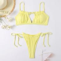 Polyester Quick Dry Bikini backless & two piece & breathable stretchable Solid Set