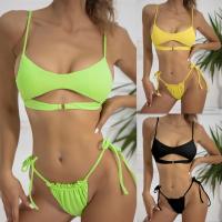 Polyamide Quick Dry Bikini backless & two piece & hollow & breathable stretchable Solid Set
